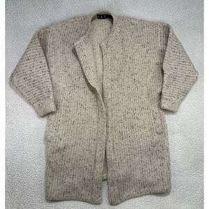 Vintage P.G.E. Womens M Wool Mohair Blend Long Cardigan Oatmeal Duster Sweater